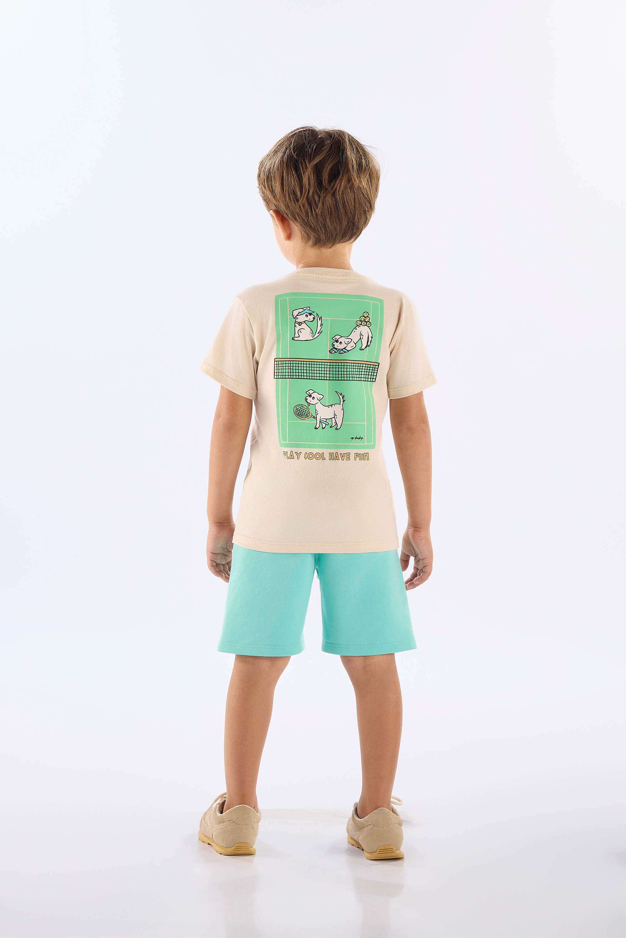 Conjunto Infantil Masculino com Camiseta Estampada e Bermuda (Bege) Up Baby - Imagem 40